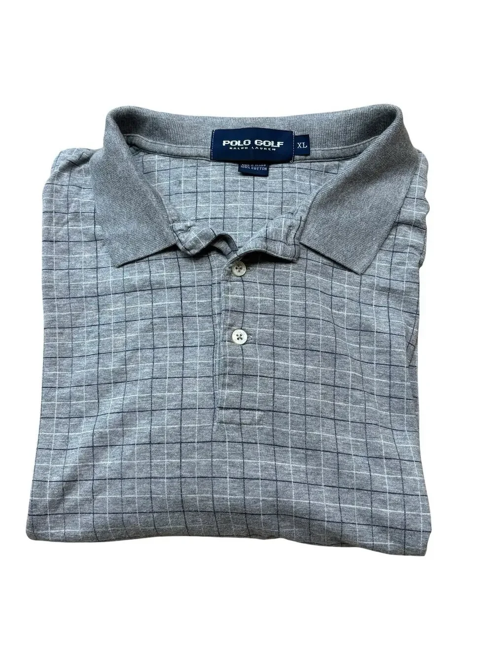 Vintage Polo Golf Ralph Lauren Polo Shirt Men's XL Heather Gray Windowpane Check